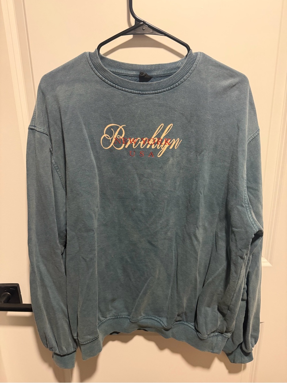 Urban Outfitters Teal Brooklyn USA Crewneck Sweatshirt